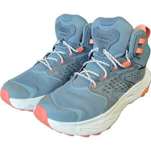 Hoka Blue Anacapa 2 Mid GTX Gore Tex Hiking Sneakers Boots Mountain Fog EUC 9